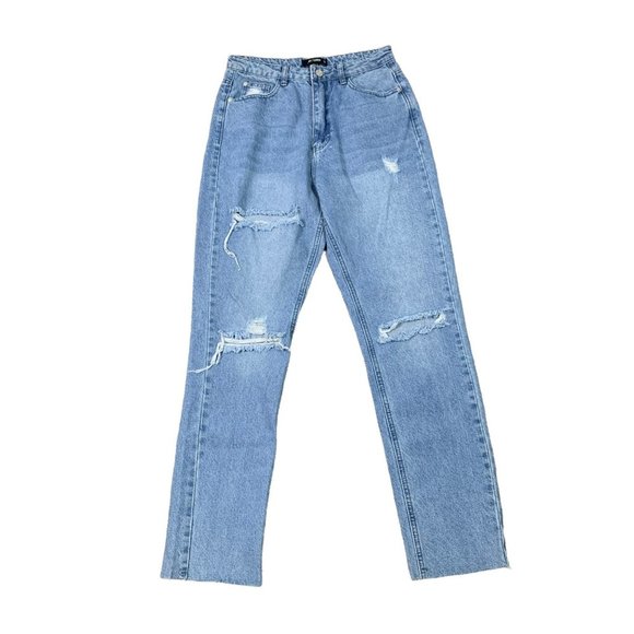 MISGUIDED Women's Size 6 High Waisted Ripped Straight Leg Denim Jeans - Picture 6 of 7